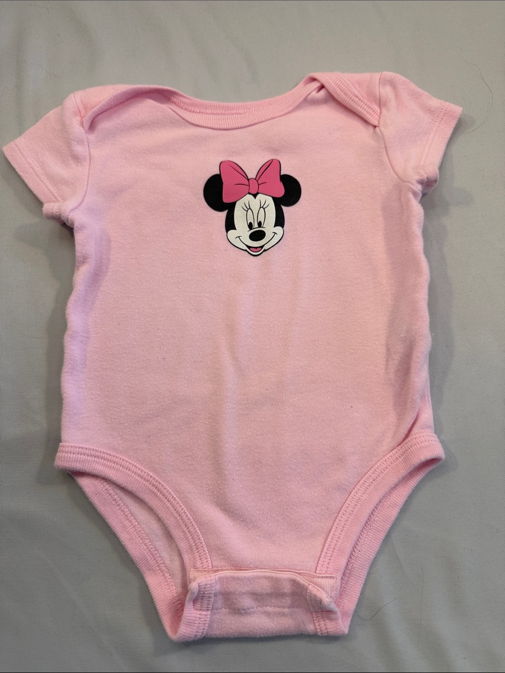 Disney Pink Minnie Mouse Short Sleeve Bodysuit with Graphic Bow